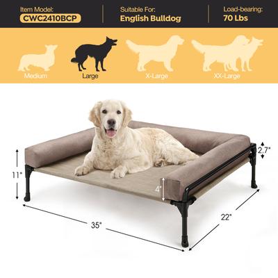 Show full view: Veehoo Three-Sided Bolster Elevated Dog Bed, Beige Coffee, Large slide 2 of 9