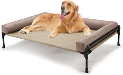 Veehoo Three-Sided Bolster Elevated Dog Bed, Beige Coffee, X-Large