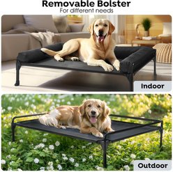 Veehoo Three-Sided Bolster Elevated Dog Bed, Black, Large slide 2 of 8