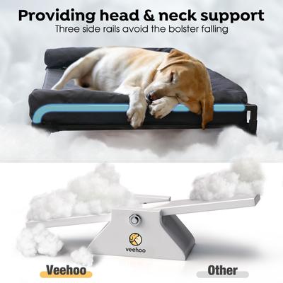 Show full view: Veehoo Three-Sided Bolster Elevated Dog Bed, Black, Large slide 7 of 9