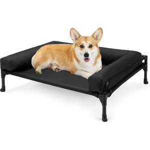 Veehoo Three-Sided Bolster Elevated Dog Bed, Black, Medium