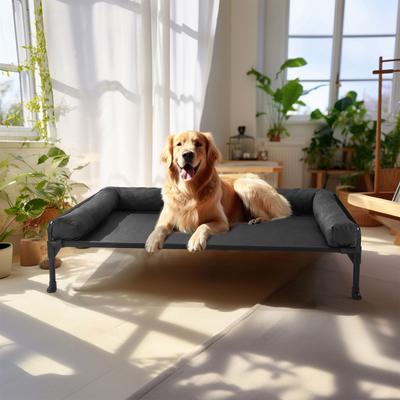 Show full view: Veehoo Three-Sided Bolster Elevated Dog Bed, Black, Large slide 3 of 9