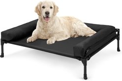 Veehoo Three-Sided Bolster Elevated Dog Bed, Black, Large