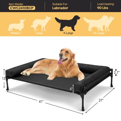 Show full view: Veehoo Three-Sided Bolster Elevated Dog Bed, Black, X-Large slide 2 of 9