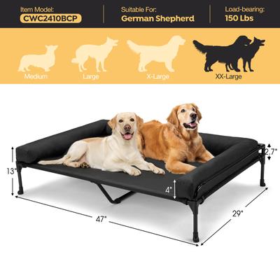 Show full view: Veehoo Three-Sided Bolster Elevated Dog Bed, Black, XX-Large slide 2 of 10