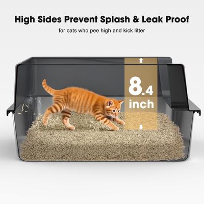 Show full view: JOEJOY Stainless Steel Cat Litter Box with Scoop, 16.14-in, Dark Gray slide 6 of 10