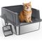 Show in main carousel: JOEJOY Stainless Steel Cat Litter Box with Scoop, 16.14-in, Dark Gray slide 1 of 10