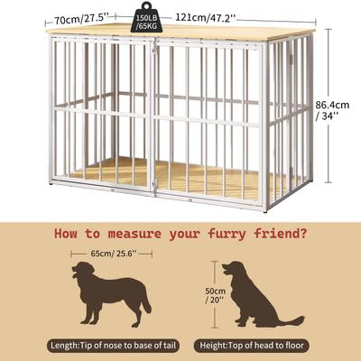Show full view: LovMor Foldable Pre-Assembled Crate Dog Kennel, White, 48-in slide 3 of 7