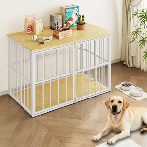 LovMor Foldable Pre-Assembled Crate Dog Kennel, White, 40-in