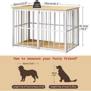 LovMor Foldable Pre-Assembled Crate Dog Kennel, White, 40-in