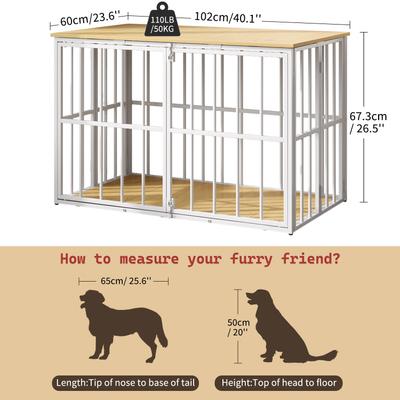 Show full view: LovMor Foldable Pre-Assembled Crate Dog Kennel, White, 40-in slide 2 of 5