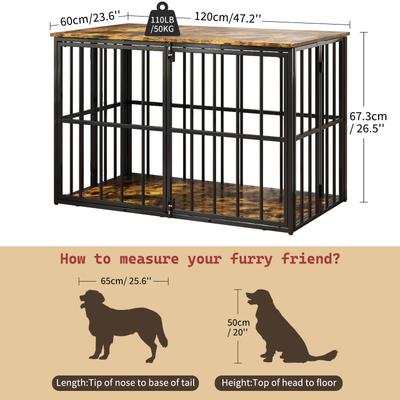 Show full view: LovMor Foldable Pre-Assembled Crate Dog Kennel, Brown, 40-in slide 3 of 6