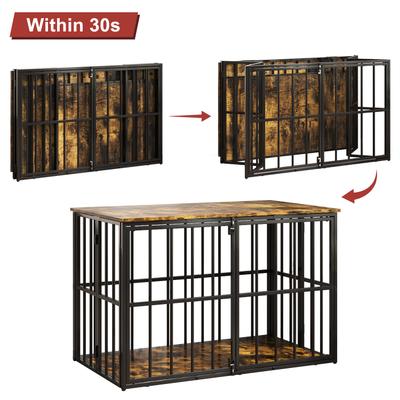 Show full view: LovMor Foldable Pre-Assembled Crate Dog Kennel, Brown, 40-in slide 2 of 6