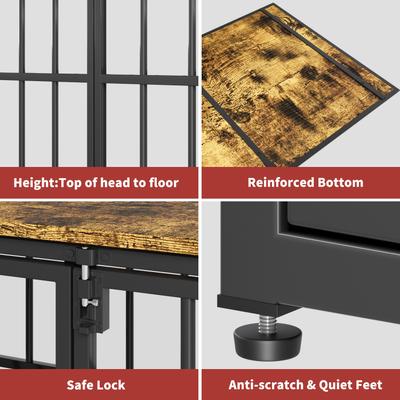 Show full view: LovMor Foldable Pre-Assembled Crate Dog Kennel, Brown, 40-in slide 4 of 6