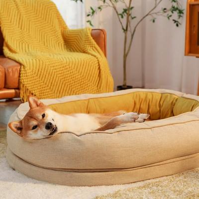 Show full view: FunnyFuzzy Orthopedic Donut Dog Bed, Ginkgo Yellow, XX-Large slide 5 of 6