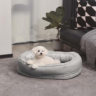Show full view: FunnyFuzzy Orthopedic Donut Dog Bed, Gray, Medium slide 2 of 4