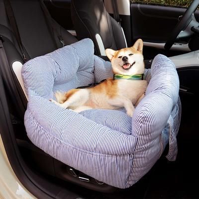 Show full view: FunnyFuzzy Portable Leisure Outing Car Seat Travel Dog Bed, Blue Stripe slide 3 of 5