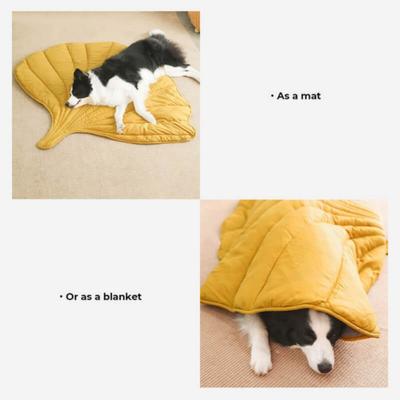 Show full view: FunnyFuzzy Leaf Shape 3-in-1 Dog Blanket, Ginkgo Yellow slide 7 of 9