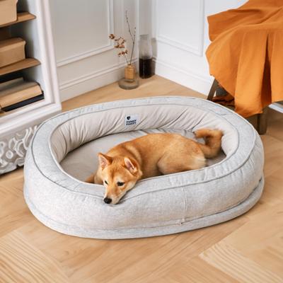 Show full view: FunnyFuzzy Orthopedic Donut Dog Bed, Gray, Medium slide 3 of 4