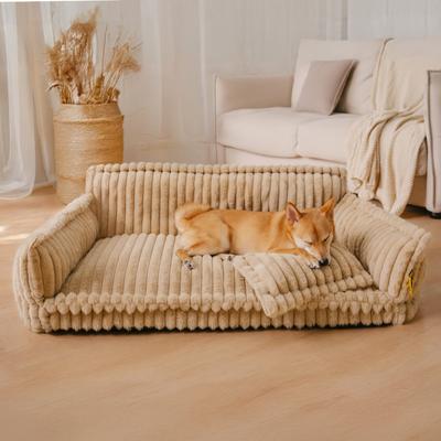 Show full view: FunnyFuzzy Fluffy Orthopedic Dog Sofa Bed, Camel, Medium slide 4 of 7