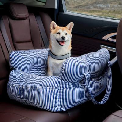 Show full view: FunnyFuzzy Portable Leisure Outing Car Seat Travel Dog Bed, Blue Stripe slide 4 of 5