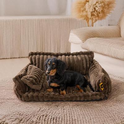 Show full view: FunnyFuzzy Fluffy Orthopedic Dog Sofa Bed, Brown, Large slide 5 of 6