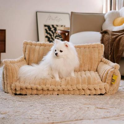 Show full view: FunnyFuzzy Fluffy Orthopedic Dog Sofa Bed, Camel, Medium slide 6 of 7