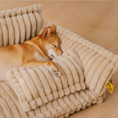 Show full view: FunnyFuzzy Fluffy Orthopedic Dog Sofa Bed, Camel, Medium slide 3 of 7