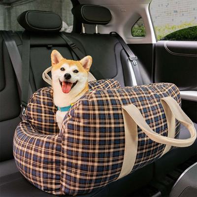 Show full view: FunnyFuzzy First Class Car Seat Travel Dog Bed, Vintage Plaid, Single slide 4 of 5