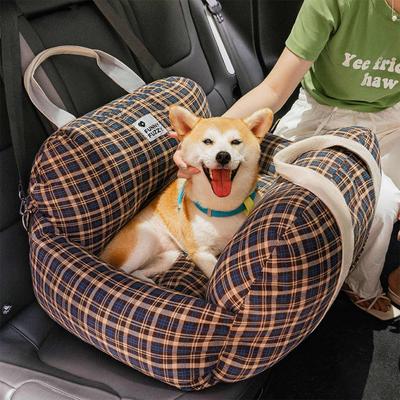 Show full view: FunnyFuzzy First Class Car Seat Travel Dog Bed, Vintage Plaid, Single slide 3 of 5