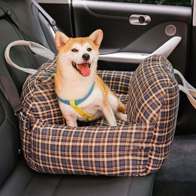 Show full view: FunnyFuzzy First Class Car Seat Travel Dog Bed, Vintage Plaid, Single slide 2 of 5