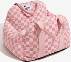 FunnyFuzzy First Class Car Seat Travel Dog Bed, Pink Heart, Single