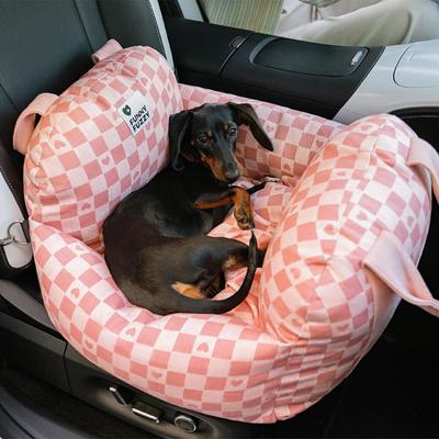 Show full view: FunnyFuzzy First Class Car Seat Travel Dog Bed, Pink Heart, Single slide 2 of 4