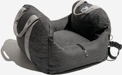 FunnyFuzzy First Class Car Seat Travel Dog Bed, Charcoal Gray, Single