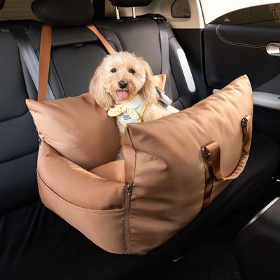 Show full view: FunnyFuzzy First Class Waterproof Dog Car Seat Bed, Brown, Single slide 3 of 4