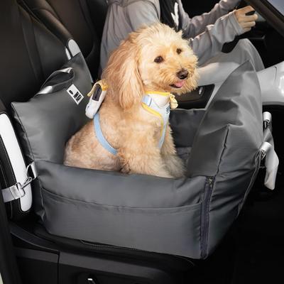 Show full view: FunnyFuzzy First Class Waterproof Dog Car Seat Bed, Charcoal Gray, Single slide 3 of 6