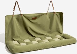 FunnyFuzzy Large Chessboard Lounge Car Seat Travel Dog Bed, Green slide 1 of 5