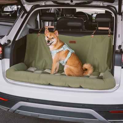 Show full view: FunnyFuzzy Large Chessboard Lounge Car Seat Travel Dog Bed, Green slide 4 of 5