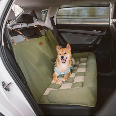 Show full view: FunnyFuzzy Large Chessboard Lounge Car Seat Travel Dog Bed, Green slide 2 of 5