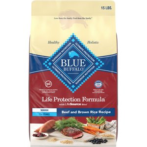 Blue Buffalo Life Protection Formula Senior Beef & Brown Rice Recipe No Corn, Wheat or Soy Dry Dog Food, 15-lb bag