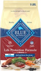 Blue Buffalo Life Protection Formula Senior Beef & Brown Rice Recipe No Corn, Wheat or Soy Dry Dog Food, 5-lb bag
