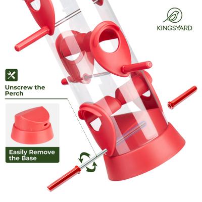 Show full view: Kingsyard 6 Ports Tube Hanging Wild Bird Feeder for Outdoors Hanging, Red, 2 count slide 4 of 9