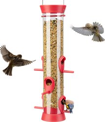 Kingsyard 6 Ports Tube Wild Bird Feeder, Red