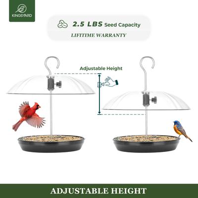 Show full view: Kingsyard Adjustable Platform Outdoor Hanging Wild Bird Feeder, Black slide 3 of 8