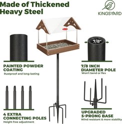 Kingsyard Adjustable Platform Outdoor Wild Bird Feeder, Brown slide 2 of 7