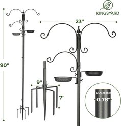 Kingsyard 85-in Wild Bird Feeder Pole with 5-Prong Base, Black slide 2 of 6