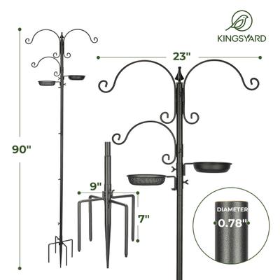 Show full view: Kingsyard 85-in Wild Bird Feeder Pole with 5-Prong Base, Black slide 2 of 7