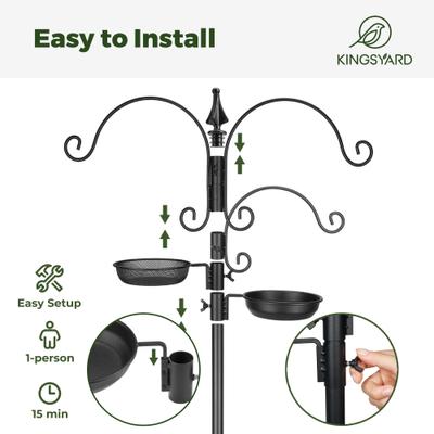 Show full view: Kingsyard 85-in Wild Bird Feeder Pole with 5-Prong Base, Black slide 3 of 7