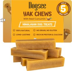 Dogsee Himalayan Yak Cheese with Turmeric/Curcumin Dog Chew Treats, Small, 5 count