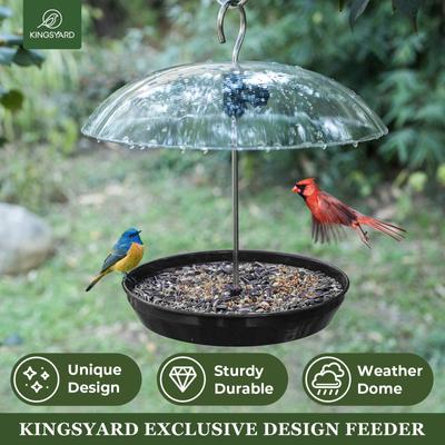 Show full view: Kingsyard Adjustable Platform Outdoor Hanging Wild Bird Feeder, Black slide 5 of 8